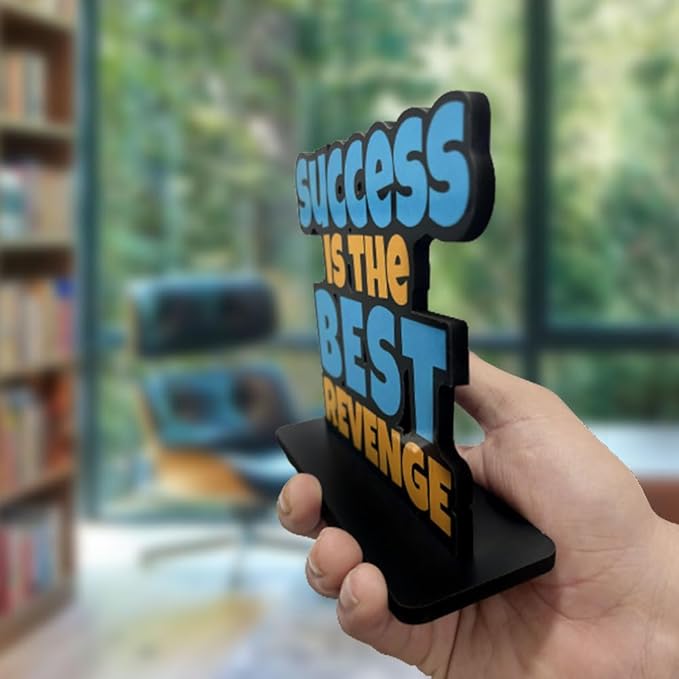 Artvibes Wooden Idols and Figurine Success is the Best Revenge Inspirational Quotes Table Decoration for Office Desk