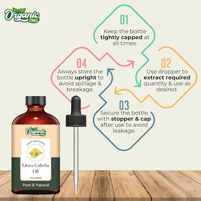 Organic Zing Litsea Cubeba Oil | Essential Oil for Aroma & Diffusers - 118 Ml