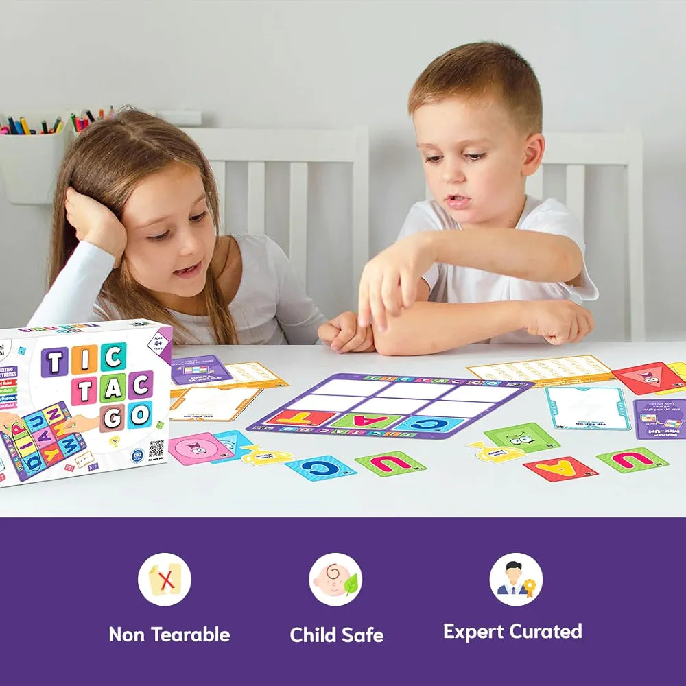 GiniMini Tic-Tac-Go! Sorting & Strategy Game for Kids 4 5 6 | 50+ Tiles Power-Up Cards Mystery Tiles & Challenges Educational Family Activity & Birthday Gift for Boys Girls Fun Learning Toy