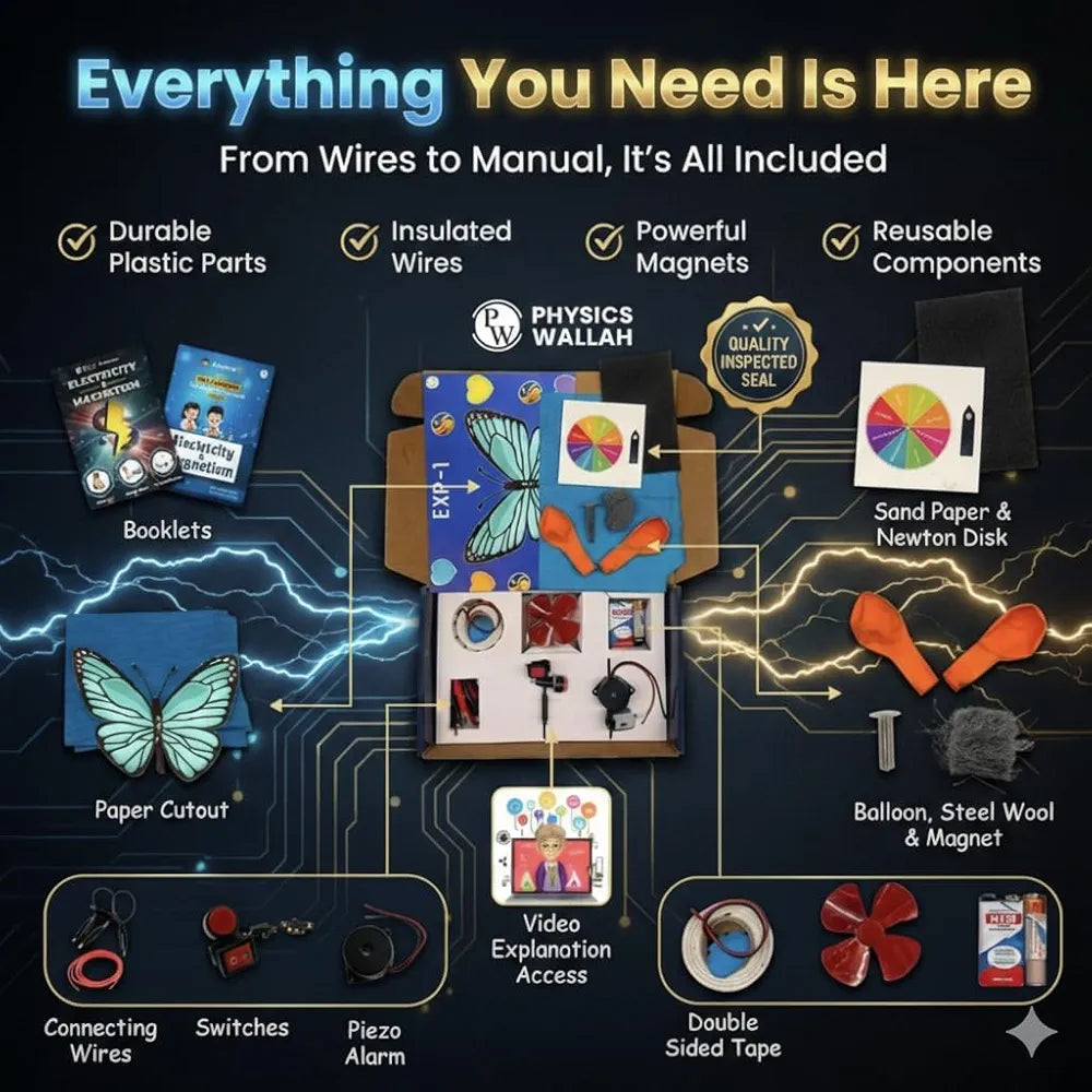 PW Electricity & Science Experiment Kit for Kids 100+ Hands-On Electricity & Magnetism Experiments Kit Ages 7-14