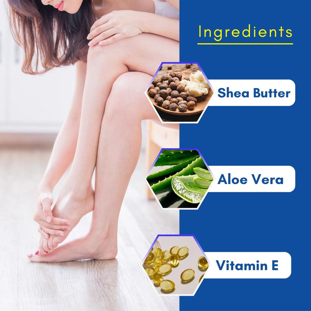 Smartdrops Foot Cream for Dry & Cracked Feet | Crack Heel Repair Cream | Enriched with Aloe, Shea Butter & Vitamin E | Foot Care Cream for Deep Absorbing, Cooling & Vegan Formula (50g)