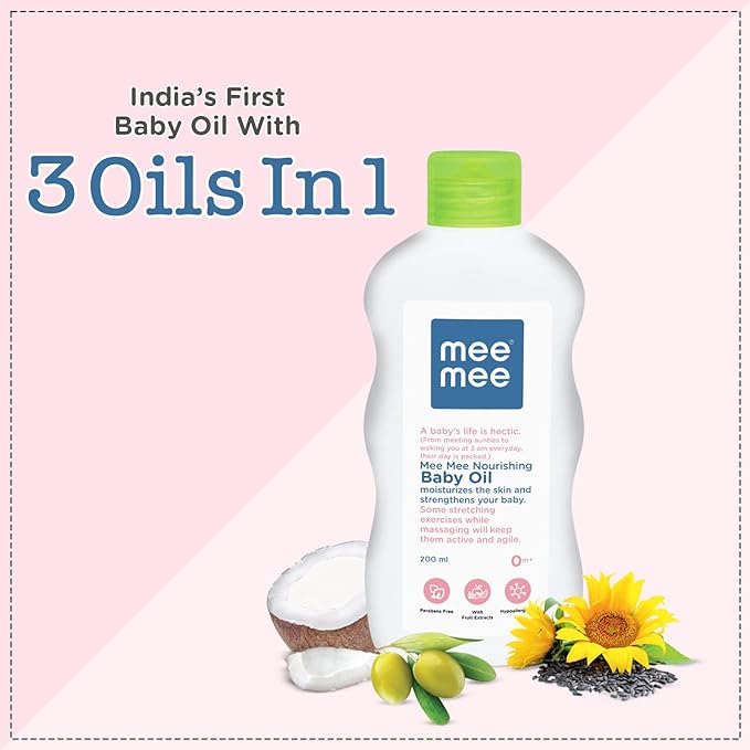 Mee Mee Mild Baby Oil - 200 ml (Pack of 2)