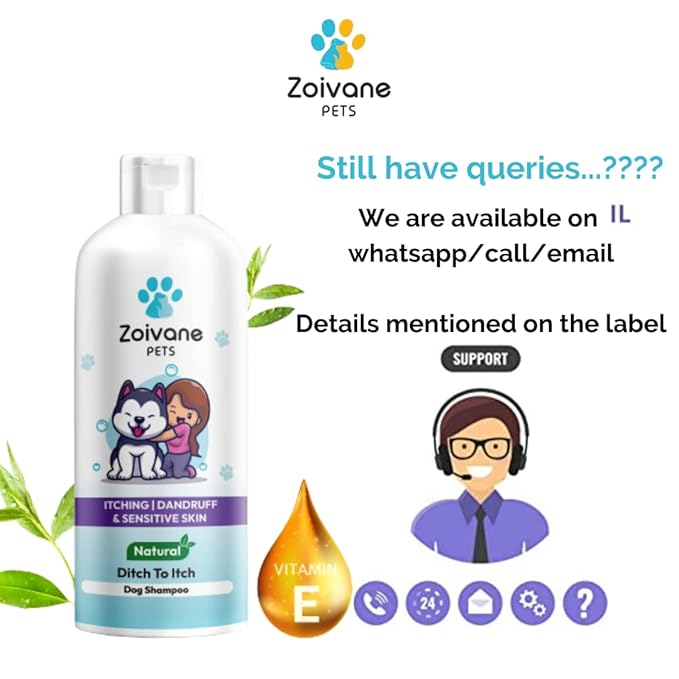 Zoivane Dog Shampoo | Ditch to Itch & Dog Anti Dandruff Shampoo 400 Ml | Pet Shampoo for Dogs | Pack of 1