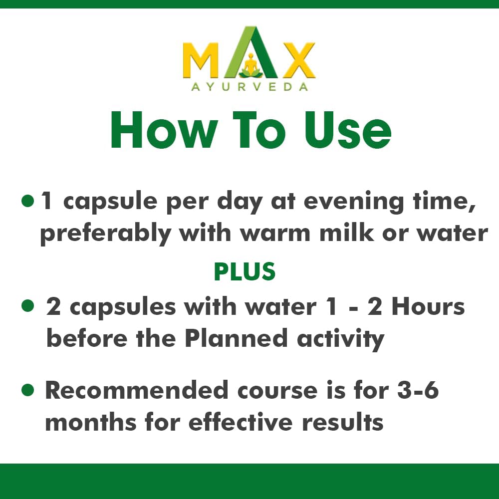 Max Ayurveda Musli Premium Capsules For Men | Strength, Power, & Vitality Booster | 100% Vegan and GMP Certified - 30 Capsules, Pack of 1