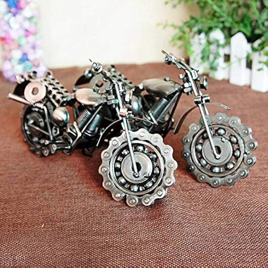 CrazyCrafts Metal Motor Bike Miniature Showpiece Large Silver