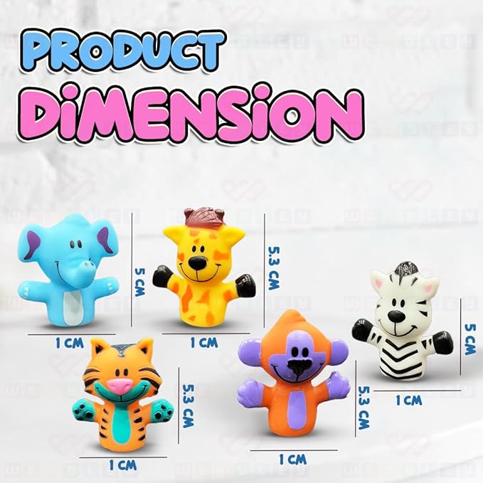 Wembley 5 Pcs Jungle Animal Finger Puppet Toy for Kids Multicolor