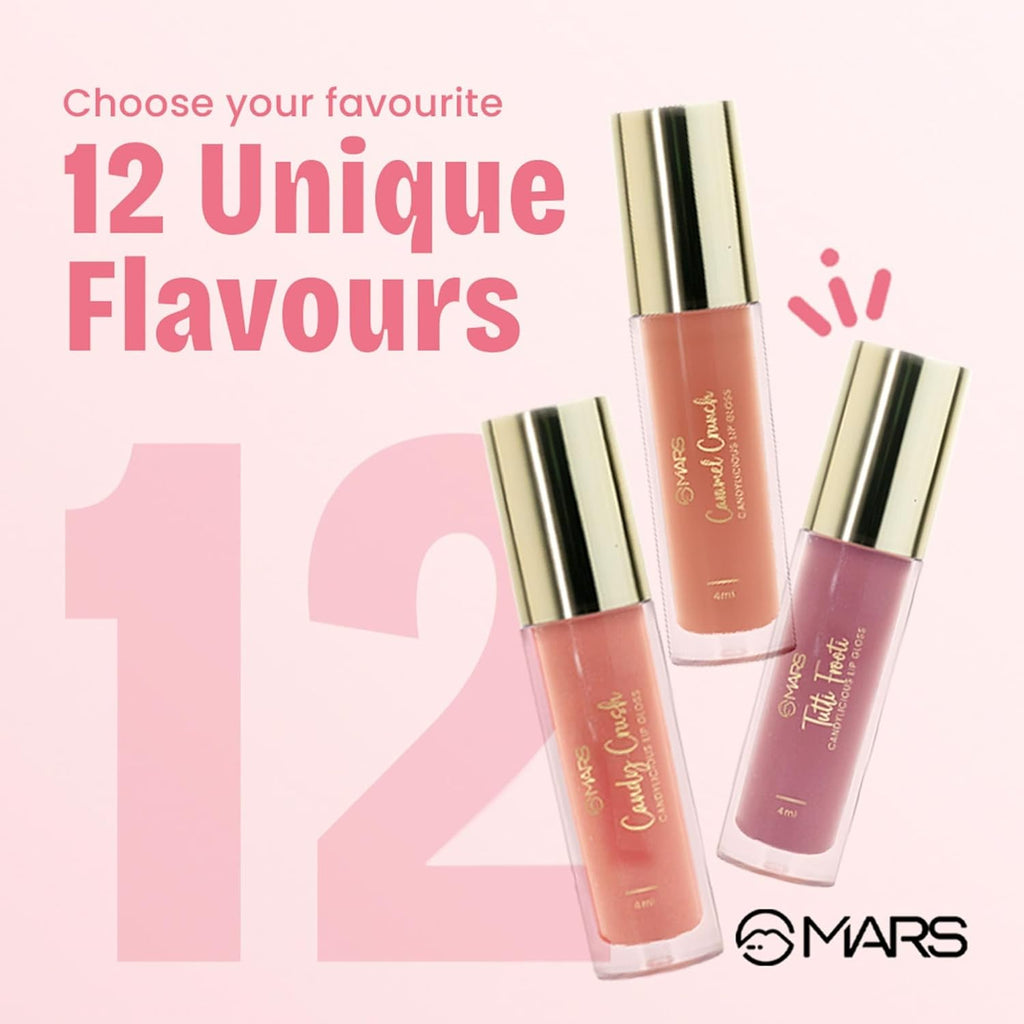 MARS Candylicious Sheer Lip Gloss for Women | Hydrating & High Shine | Lightweight | Non-Sticky | Enriched with Vitamin-E, Hyaluronic Acid & Avocado Ester (4.0ml) (09-MAGIC POP)