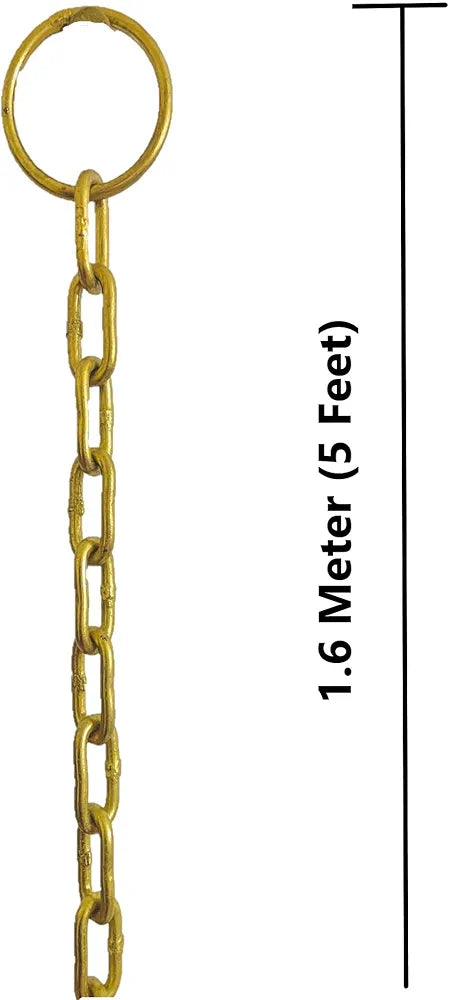 Uapan Iron Chain with Brass Finish for Hanging Bell Diya with hook