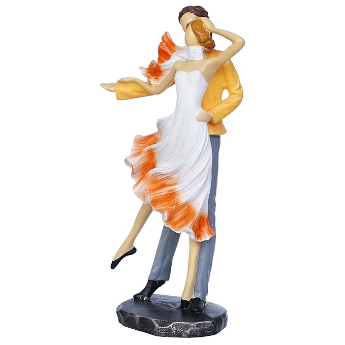 Ecraftindia Multicolor Polyresin Lovely Couple Statue Showpiece | Valentines Day Gift for Boyfriend and Girlfriend