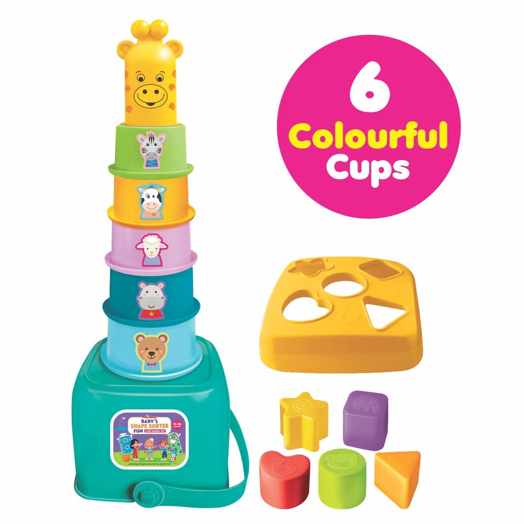Toymate Cuppy Shappy 3-in-1 Stacking Cups & Shape Sorter Toy