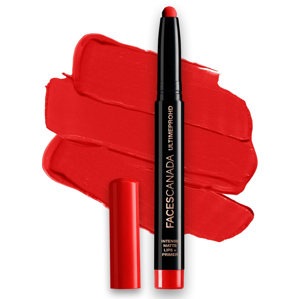 FACESCANADA Ultime Pro Hd Intense Matte Lipstick + Primer - Red Bouquet (Red), 1.4G | 9Hr Long Stay | Flawless Hd Matte Finish | Intense Color | Lightweight | Smooth Glide | Primer Infused