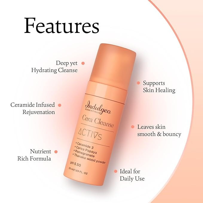 Indulgeo Essentials Ceramide Foaming Face Wash - Cera Cleanse - 50 ml