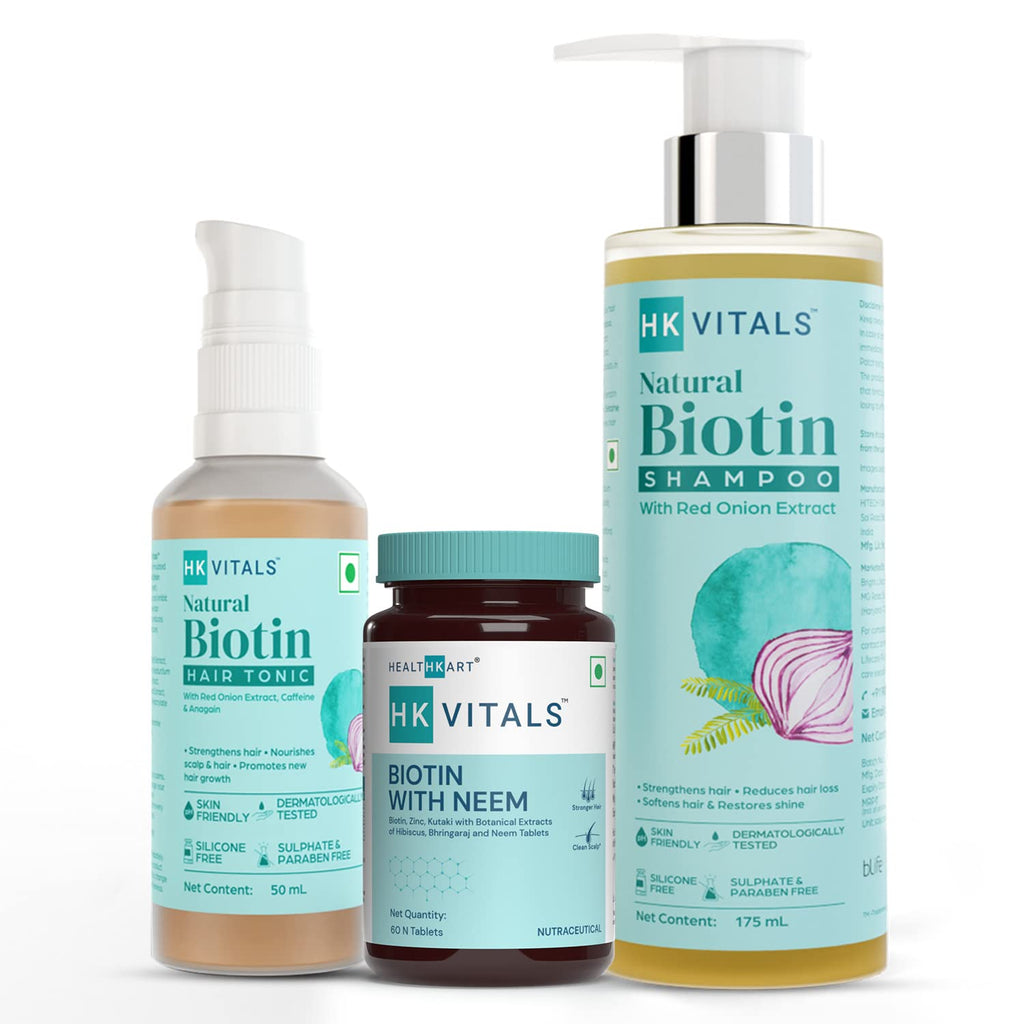 Healthkart Hk Vitals Biotin With Neem + Biotin Shampoo & Hair Tonic Combo