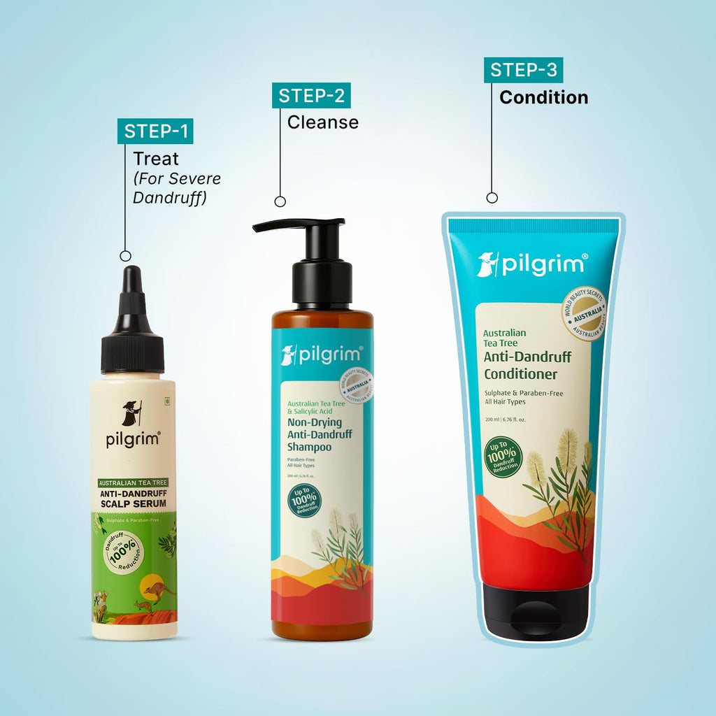 Pilgrim Australian Tea Tree Anti-Dandruff Unscented Conditioner For All Hair Type 200 millilitre | Smoothens Strands & Detangles Hair | Fights and Prevents Dandruff | For Men & Women