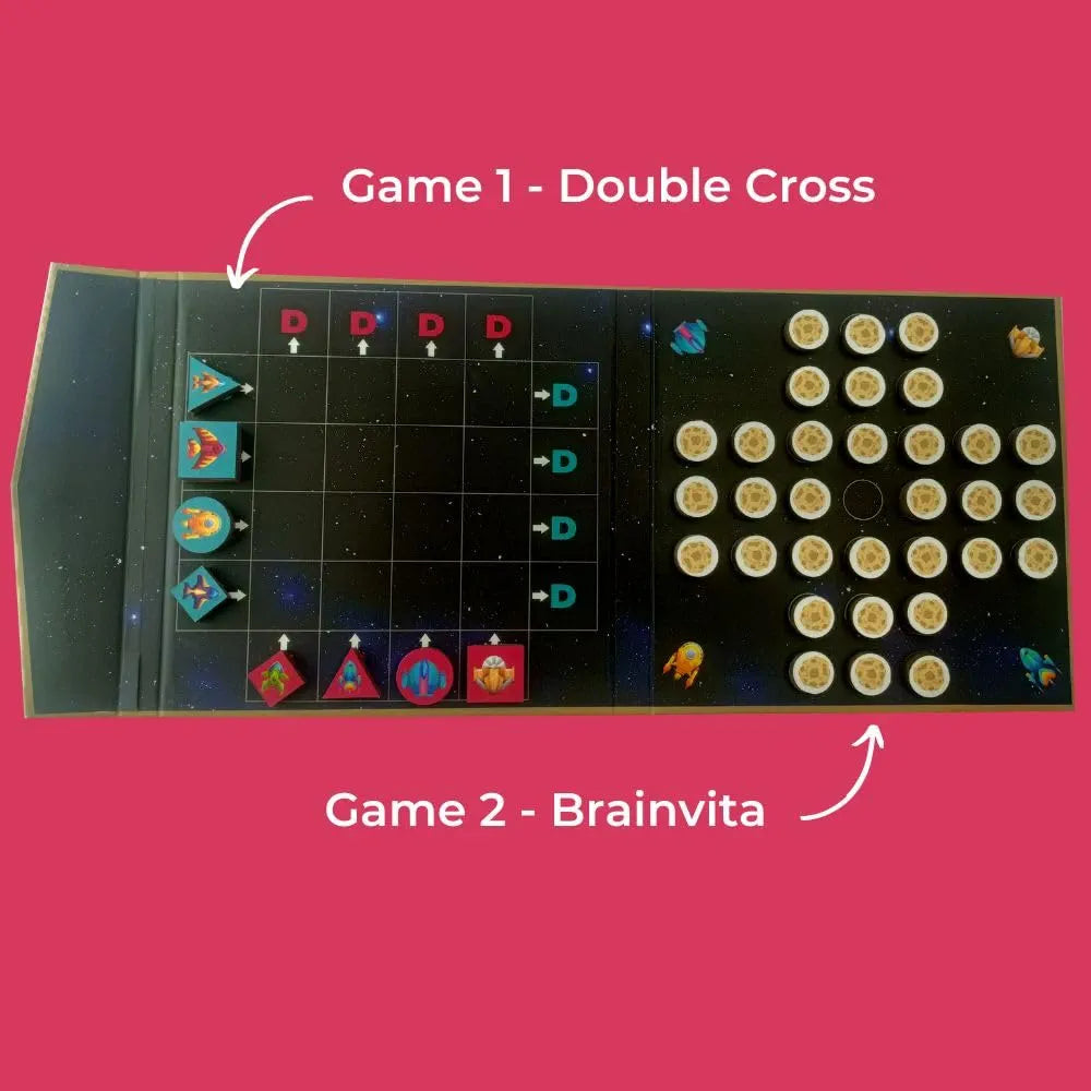 Pelikas Toyz Magnalogix Magnetic Travel Games for Kids 7+ Years Old Gifts for Boys Girls Strategy Logic Games - Double Cross & Brainvita - 2 in 1