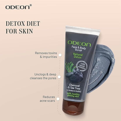Odeon Charcoal & Tea Tree Oil Body Scrub - 100 ml
