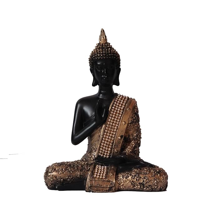 Ecraftindia Handcrafted Meditating Lord Buddha Polyresin Idol | Golden
