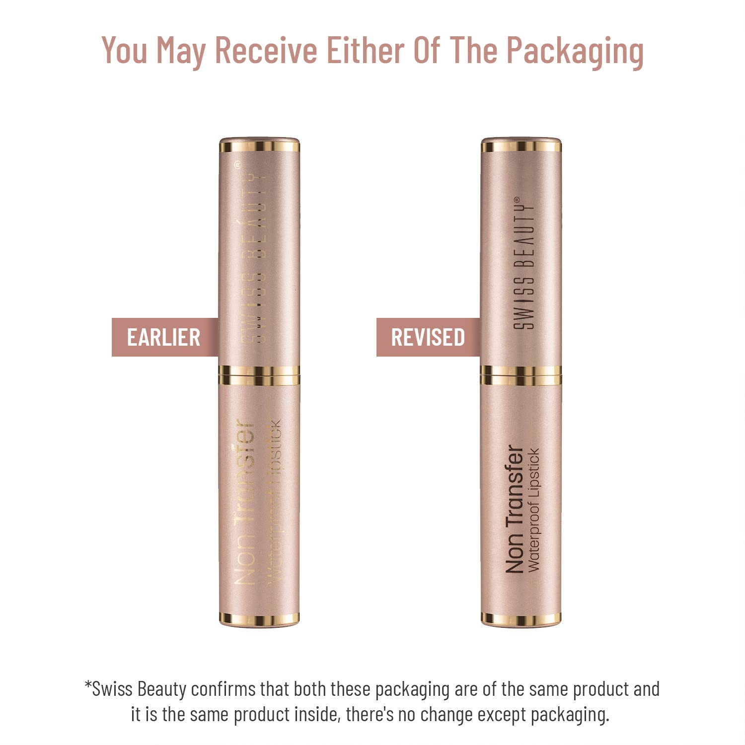 Swiss Beauty Non-Transfer Waterproof Lipstick with Jojoba Seed Oil | Matte Finish | Long-Lasting | Highly Pigmented | Shade- Bare, 3gm