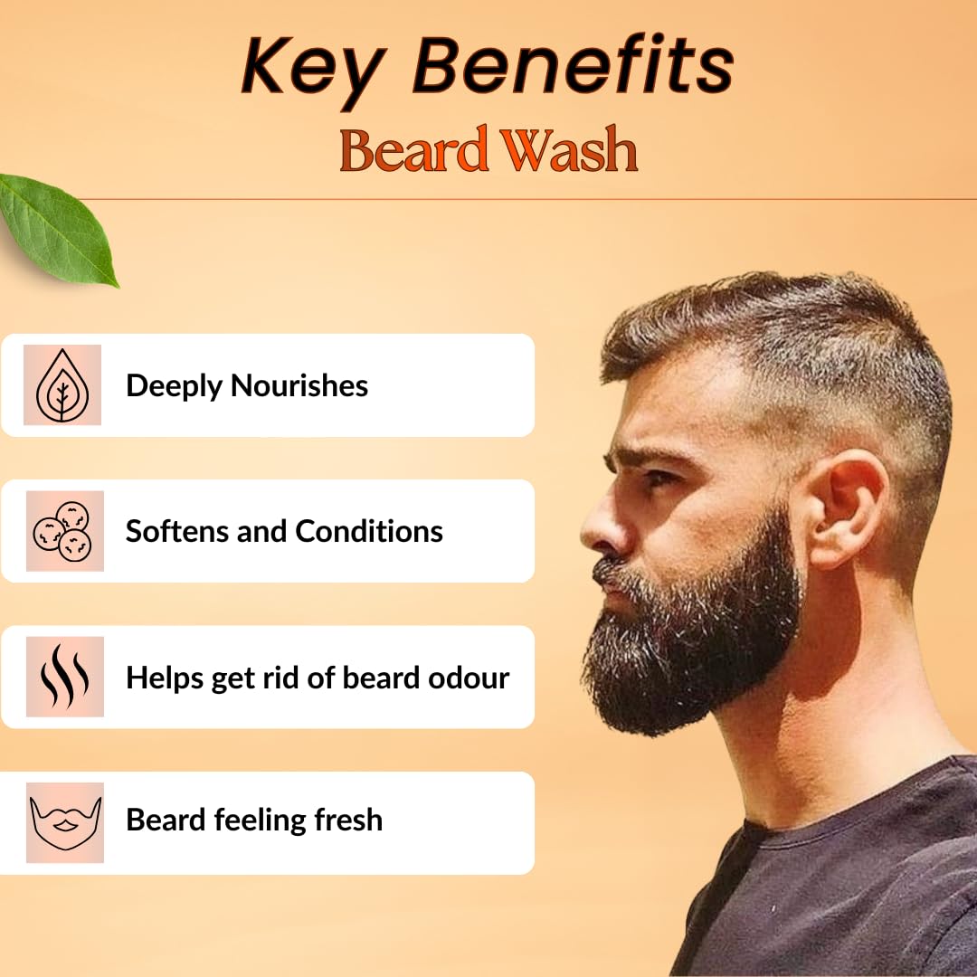 Smartdrops Beard Wash for Men Daily Cleanser Gentle Care Wash for Grooming Routine, Hydrating Beard and Skin Cleaner, beard growth and thicker looking - 60 ml (Pack 1)