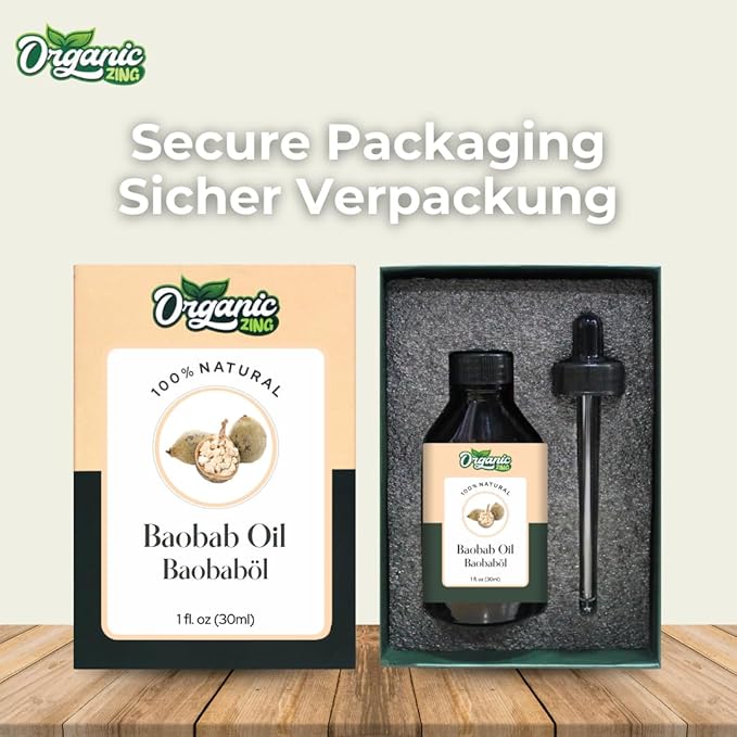 Organic Zing Baobab Oil for Skin, Face, Hair Care, Aromatherapy, Diffuser, Conditioner - 30 Ml
