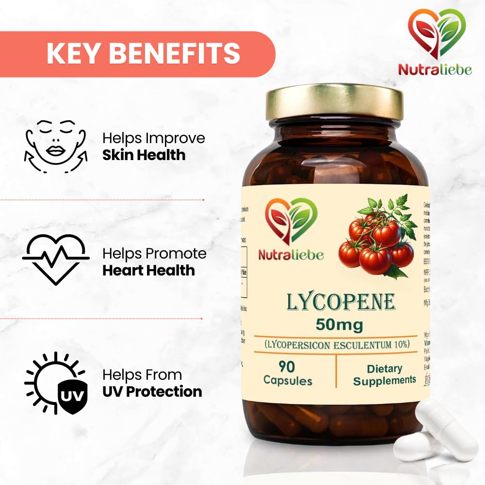 Nutraliebe Lycopene Extract 50mg - High Potency Antioxidant Support, 90 Capsules