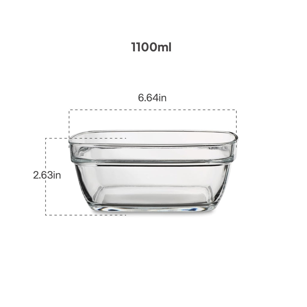 Cello Nadir Square Serving Glass Bowl for Kitchen 1100 ml