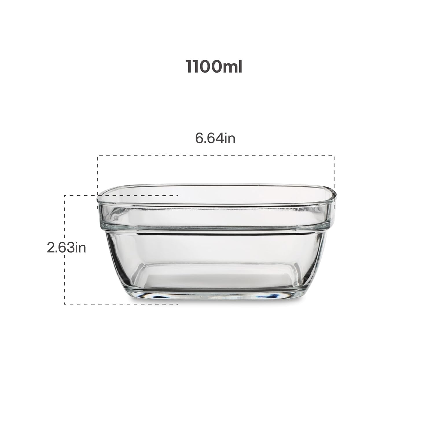 Cello Nadir Square Serving Glass Bowl for Kitchen 1100 ml