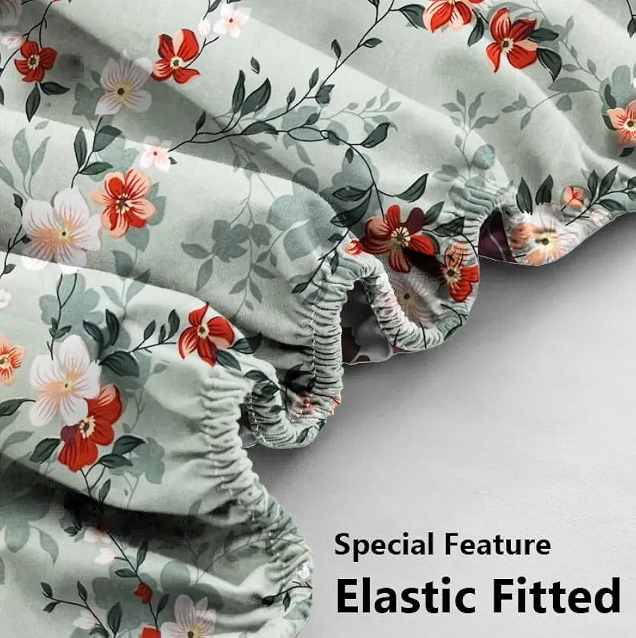 Homekart Waterproof Fitted Bedsheet for King Leakproof Elastic Bed Sheet with 2 Pillow Covers Breathable Grey & White