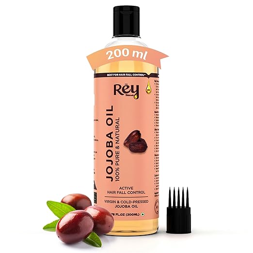 Rey Naturals Cold Pressed Jojoba Oil For Hair Growth Skin & Face - 200 ml