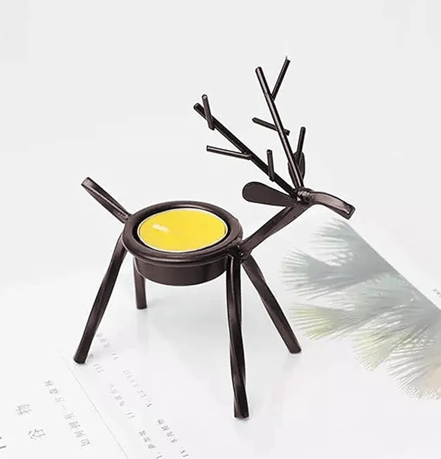 The Purple Tree Cast Iron Christmas Reindeer Tealight Holder Pack of 2