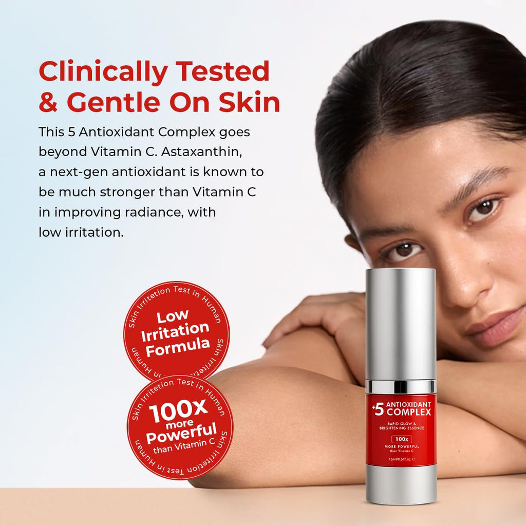 Conscious Chemist® Rapid Glow & Brightening Essence | Face Serum with 5 Antioxidant Complex (100X Stronger Than Vitamin C), Vitamin E & Retinol | For Radiant, Even-Toned Skin, For Men & Women, All Skin Types – 15ml