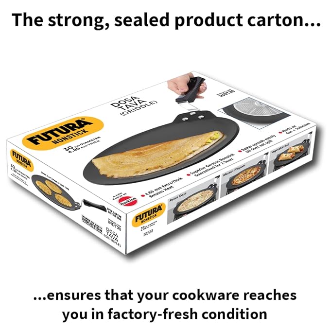 Hawkins Futura 30 cm Dosa Tava, Non Stick Dosa Tawa, Induction Dosa Tawa, Black