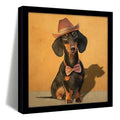 ArtX Black Dog Oil Paint Big Canvas Painting For Bedroom and Living Room With Frame