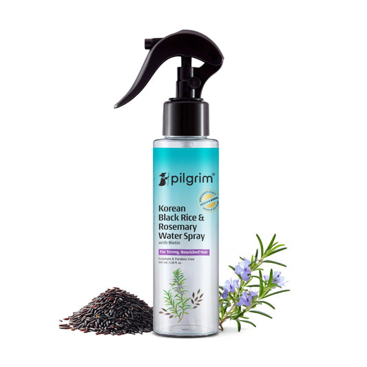 Pilgrim Korean Black Rice and Rosemary Water Spray With Biotin for Hair Growth 100ml | Hair Spray for Regrowth | Thicker & Stronger Hair | Sulphate & Paraben Free I For Women & Men