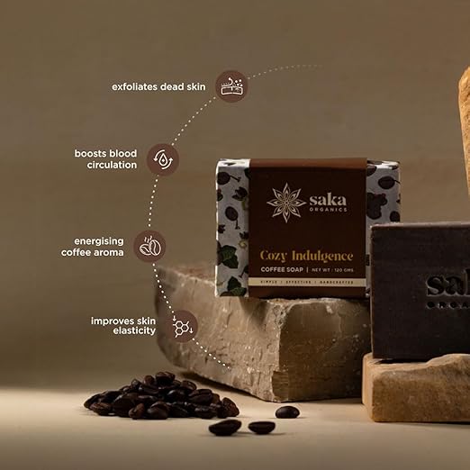 Saka Organics Cozy Indulgence Handmade Coffee Soap - 120 gms Each (Pack of 2)