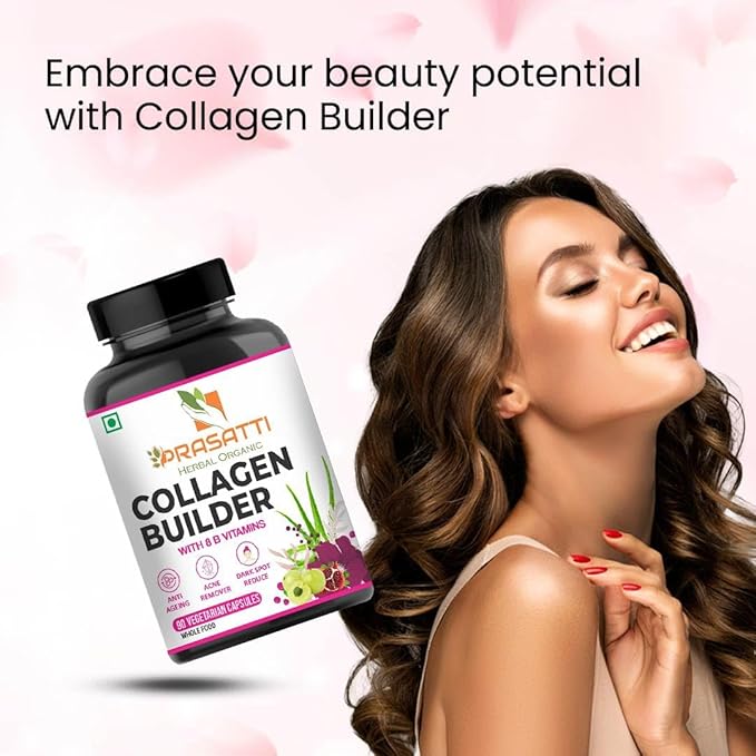 Prasatti Herbal Organic Plant Based Collagen Builder With Glutathione - 90 Veg Caps
