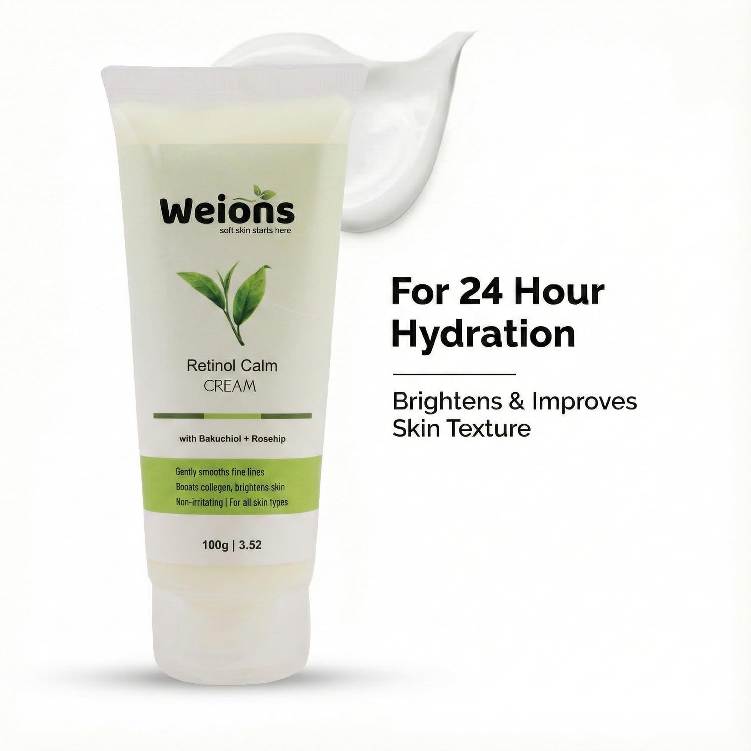 Retinol Calm Cream with Bakuchiol and Rosehip, Anti-Ageing Night Treatment, 100g