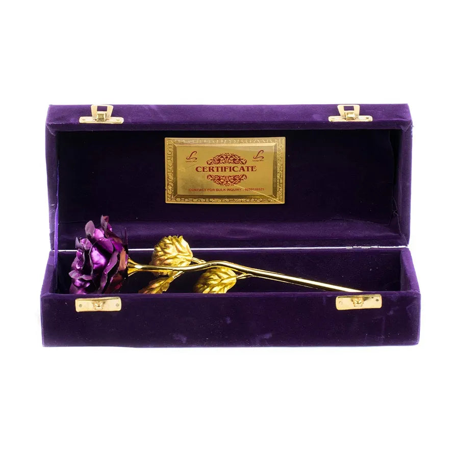 Forever Purple Rose Artificial Flower with Velvet Box Purple