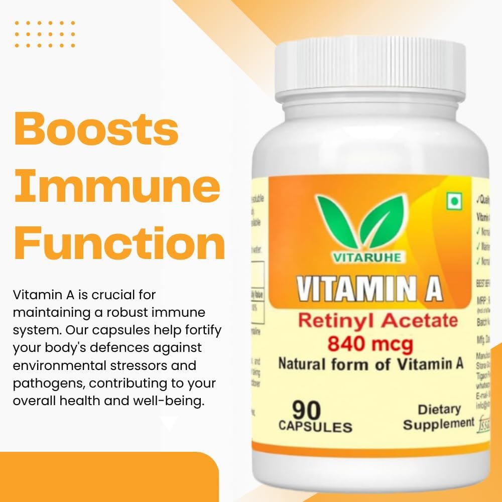 VitaRuhe Vitamin A 840 mcg - High Potency Retinyl Acetate, Natural & Non-GMO, 90 Capsules