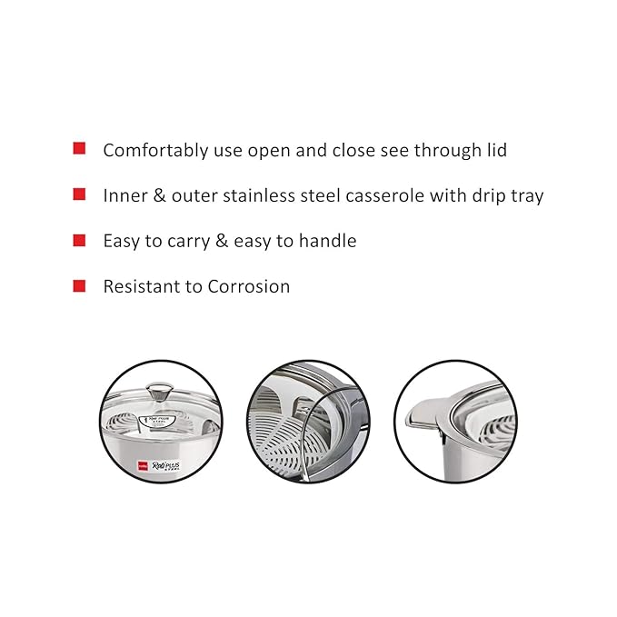 Cello Roti Plus Big Solid Stainless Steel Double Walled Casserole for Roti | 2500ml | Silver | Hot Box
