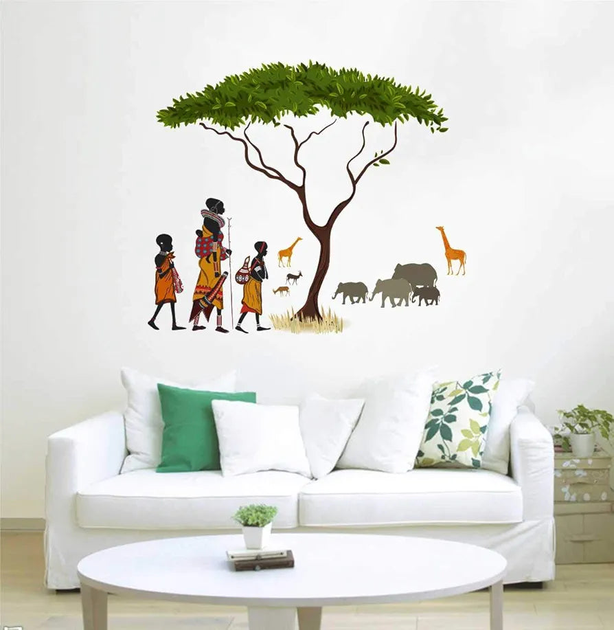 Decal O Decal Vinyl African Jungle Life Story Wall Stickers Multicolour