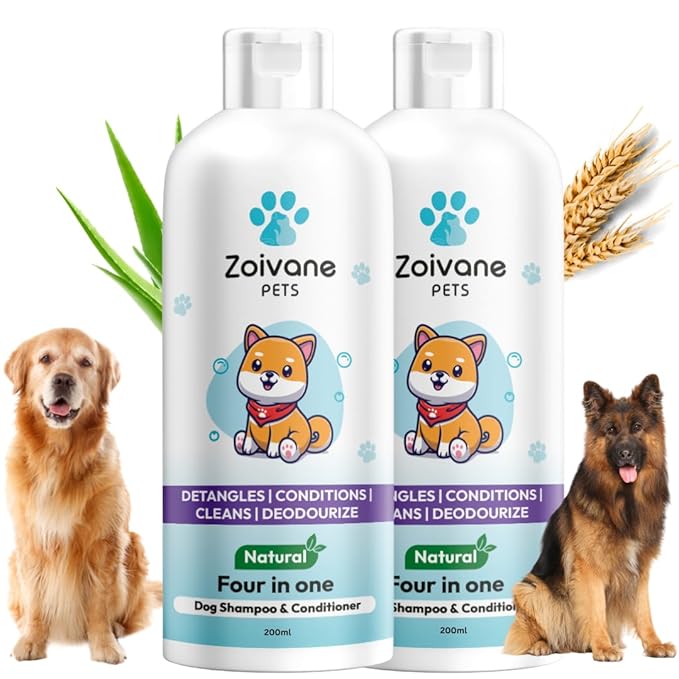 Zoivane Dog Shampoo - 500 Ml | 4 in 1 Dog Shampoo With Conditioner | Pack of 2