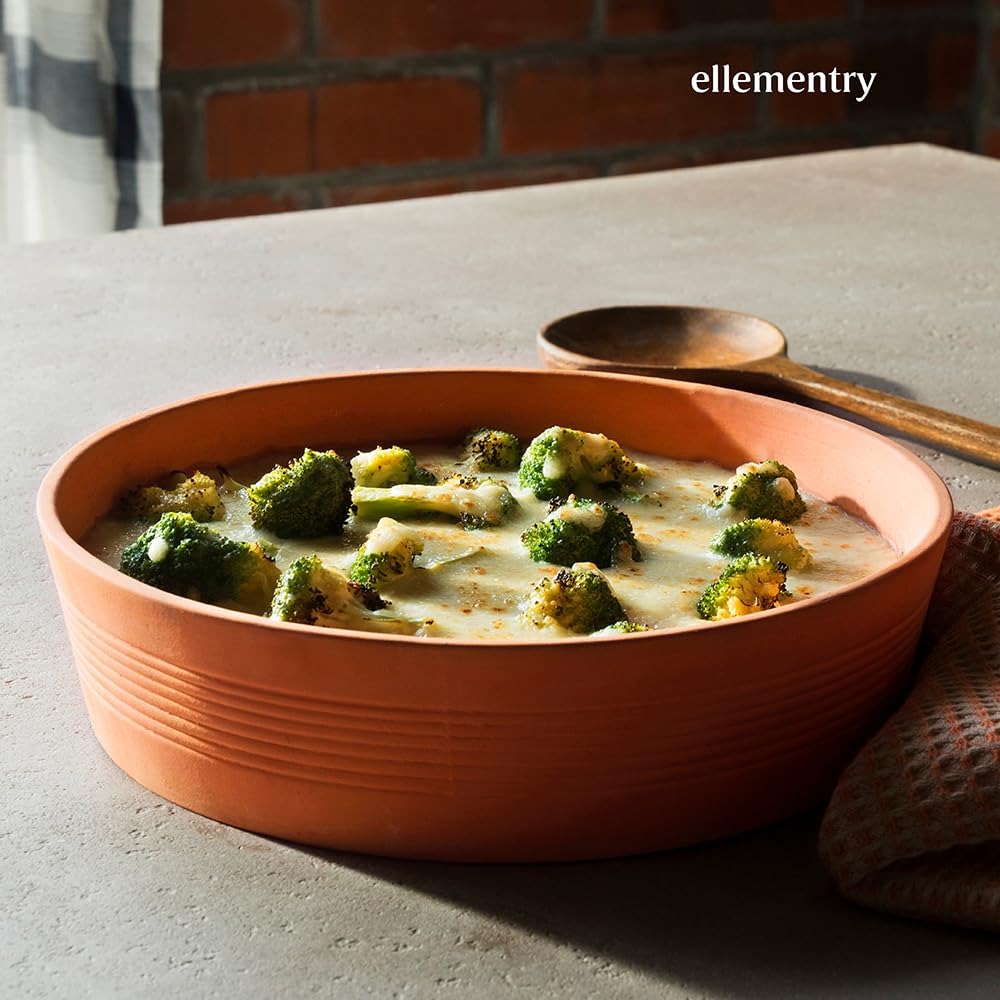 Ellementry Terracotta Baking Dish 900ml Microwave Oven Safe Red 24cm