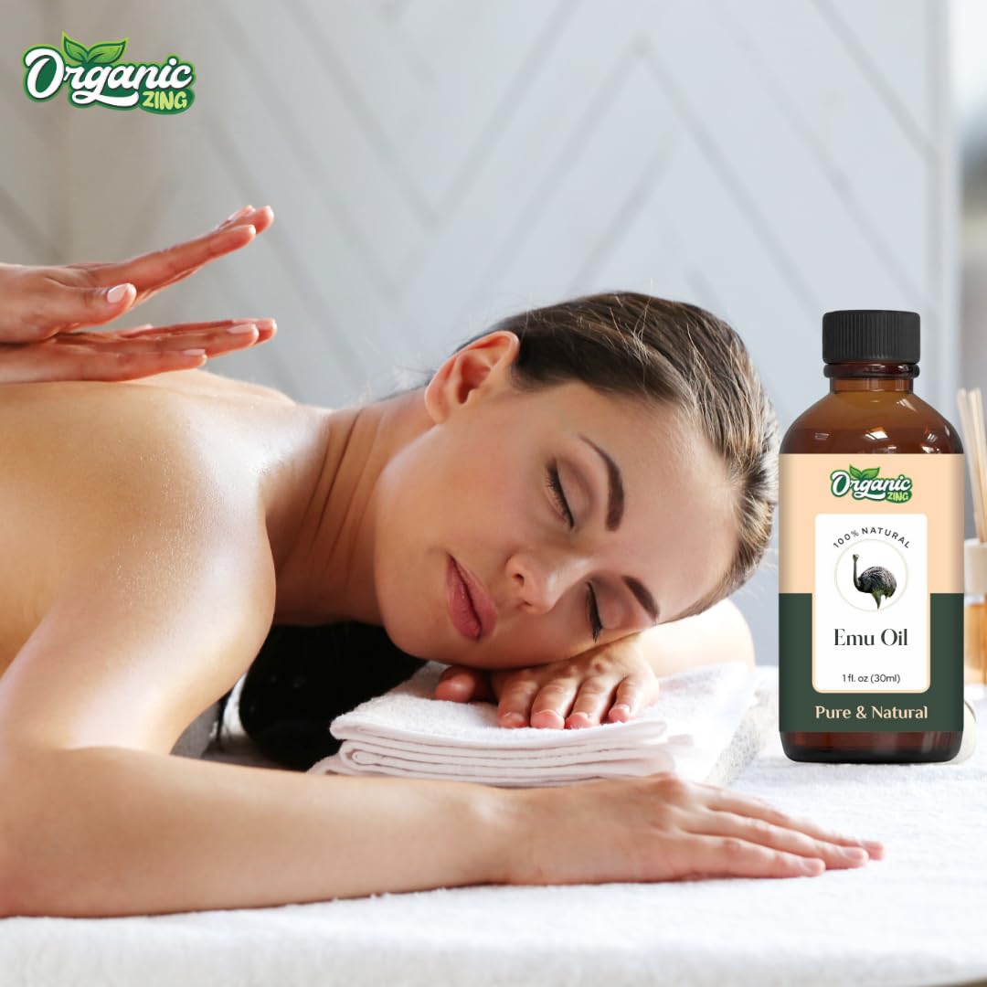 Organic Zing Emu (Dromaius Novaehollandiae) Oil | Carrier Oil for Skincare, Hair Care & Massage- 30 Ml
