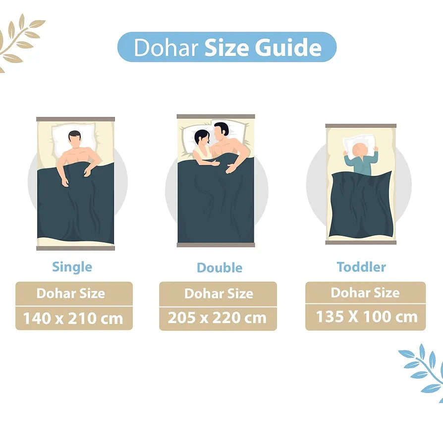 Divine Casa Glace Cotton 120 GSM Super Soft Cloudy Reversible Lightweight Printed Double Bed AC Dohar Blanket TC - 120 Colour Blue and Beige