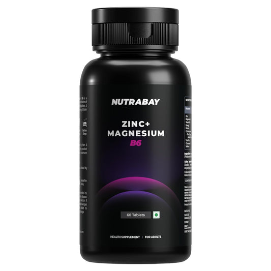 Nutrabay Pro Zinc Magnesium (ZMA) with 100% RDA Zinc, Magnesium Aspartate & Vitamin B6 â€“ Muscle Strength, Recovery, Better Sleep & Anxiety Relief â€“ 60 Veg Tablets | Tested for Purity