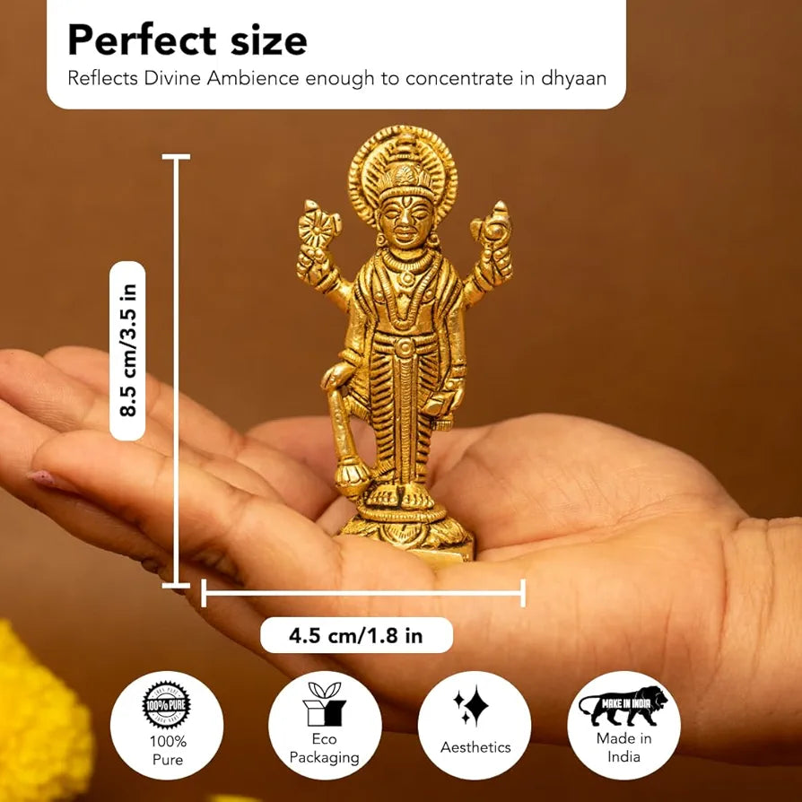Ekhasa Pure Brass Lord Vishnu Idol Vishnu Bhagwan Murti