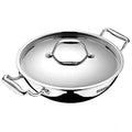 Bergner Argent Triply Stainless Steel 28 Cm Deep Kadai With Stainless Steel Lid | 5.7 L Deep Kadhai With Lid