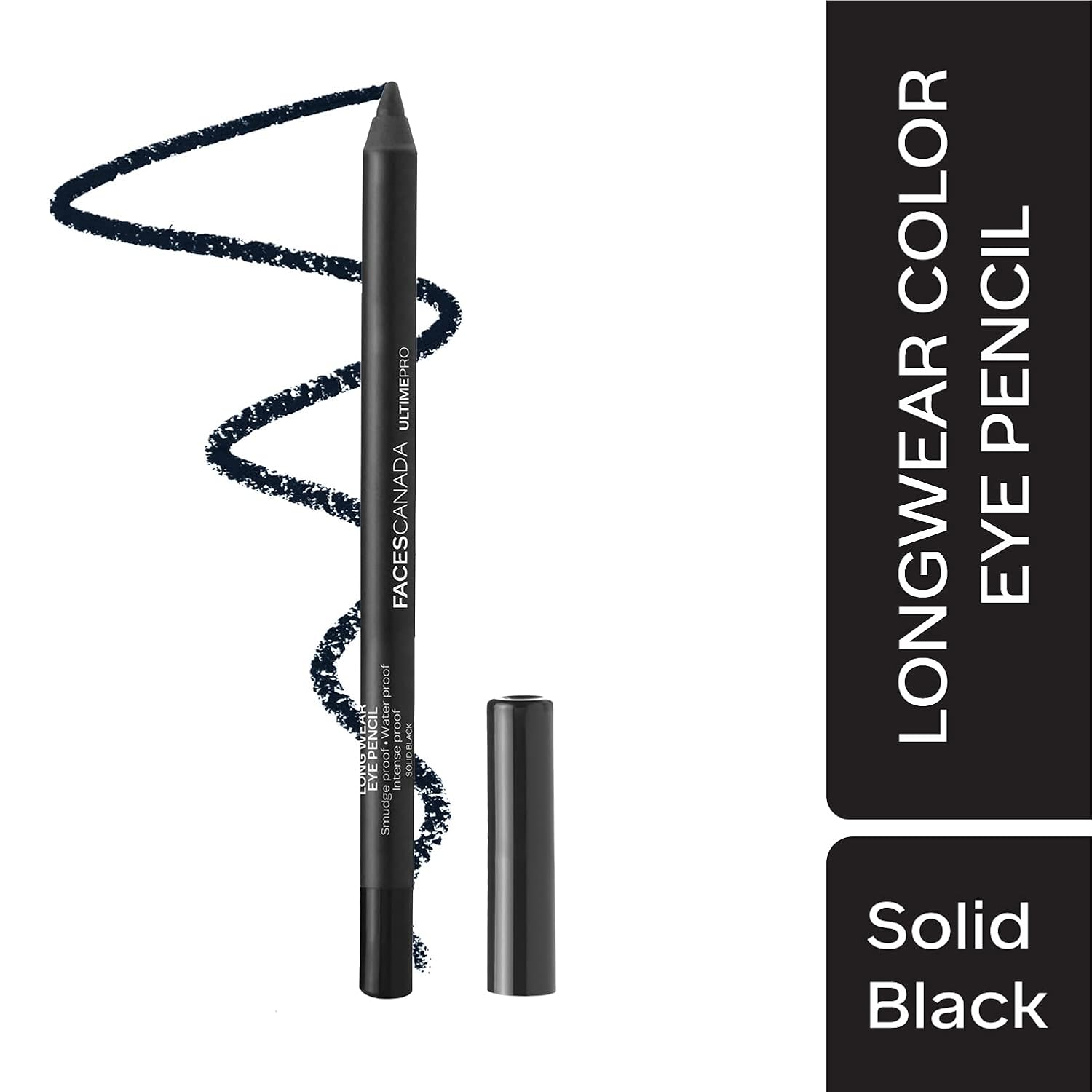 FACESCANADA Ultime Pro Longwear Opaque Eye Pencil - Solid Black 02, 1.2 G|8 Hr Long Stay|Smooth One Stroke Application|Intense Color Pay Off|Soft Blendable Formula|Smudge Proof|Water Proof