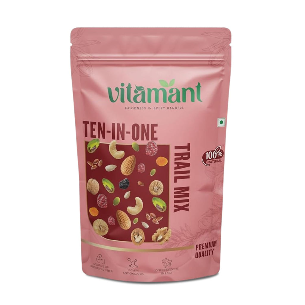 Vitamant 10-in-1 Trail Mix | Premium Mixed Dry Fruits, Nuts & Seeds | Healthy Snack | No Added Sugar | Natural Energy Booster | 250g
